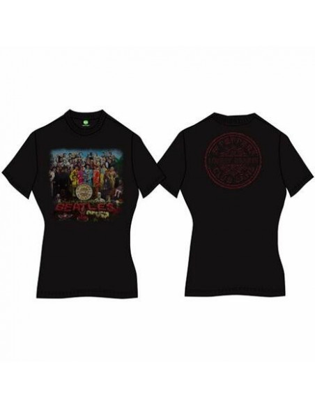 Beatles (The): Sgt Pepper Black (T-Shirt Donna Tg. 2XL)