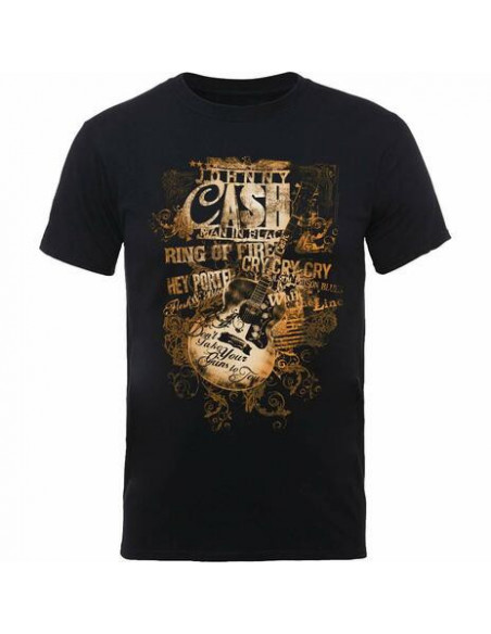 Johnny Cash: Guitar Song Titles (T-Shirt Unisex Tg. S)