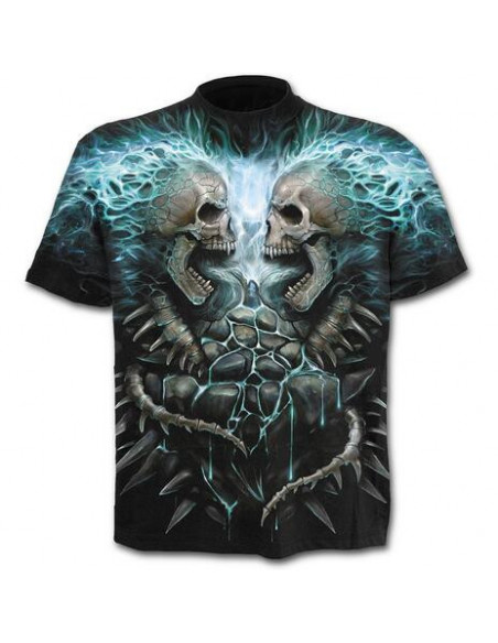 Spiral: Flaming Spine Allover T-shirt Black (T-Shirt Unisex Tg. S)