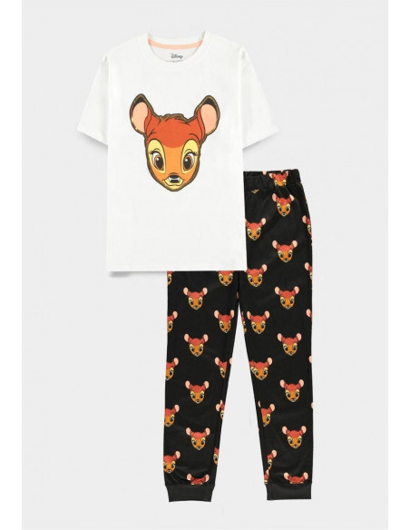 Disney: Bambi - Women'S Short Sleeved Pyjama Set Long Pants Black (Pigiama Donna Tg. Xl/2Xl)