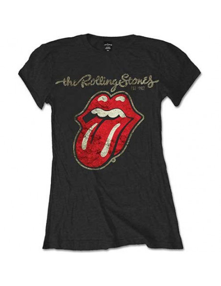 Rolling Stones (The): Plastered Tongue Black (T-Shirt Donna Tg. 2XL)