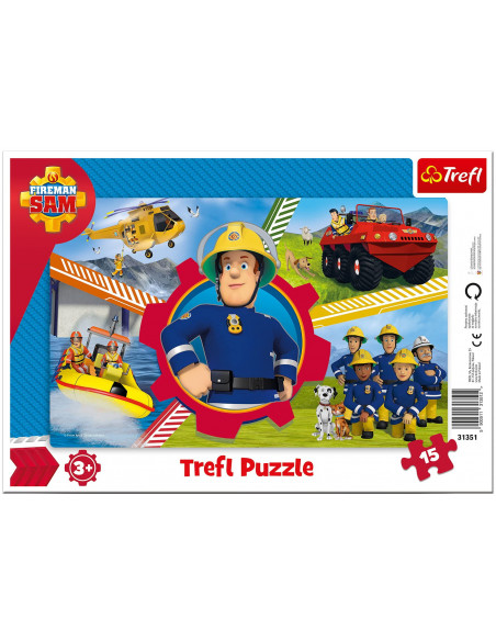 Fireman Sam: Trefl - Puzzle 15 Frame - Fireman Sam'S Day