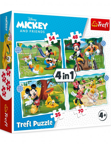 Disney: Trefl - Puzzle 4In1 - Mickey Mouse Nice Day / Disney Standard Characters