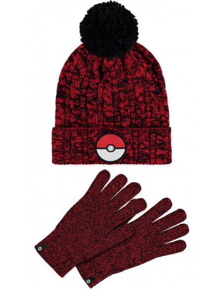 Pokemon: Men'S Giftset Beanie & Knitted Gloves Multicolor (Set Berretto+Guanti) red