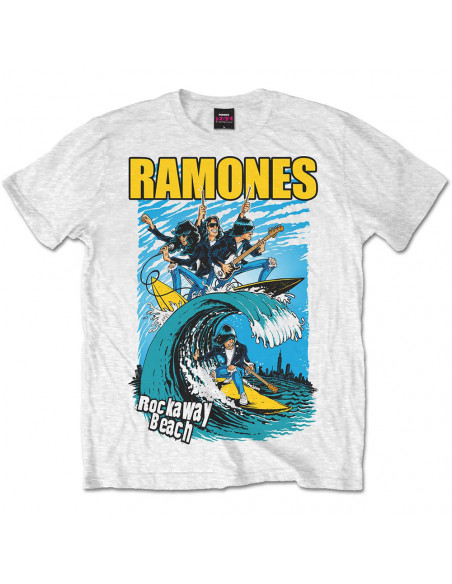 Ramones: Rockaway Beach White (T-Shirt Unisex Tg. 2XL)