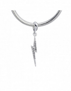 Harry Potter: Sterling Silver Lightning Bolt Slider Charm Embellished With Swarovski Crystals (Ciondolo)