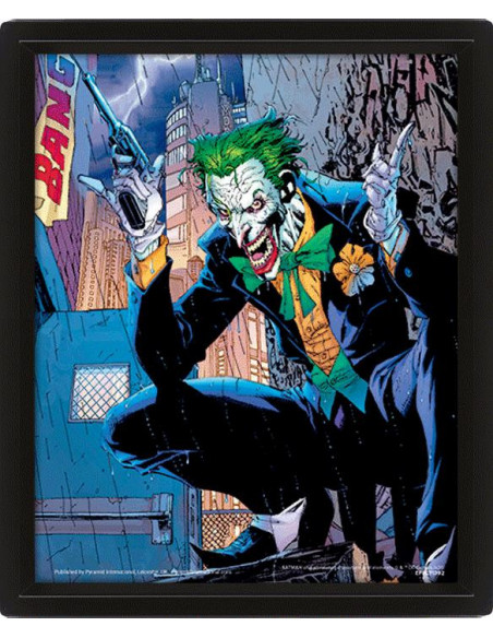 Dc Comics: Pyramid - Joker - Bang - Framed 25X20 Cm (3D Lenticular Print / Stampa)