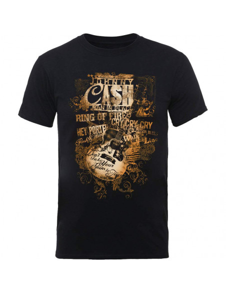 Johnny Cash: Guitar Song Titles (T-Shirt Unisex Tg. L)