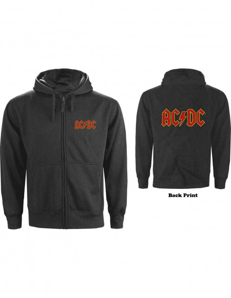 Ac/Dc - Zipped Logo (Back Print) (Felpa Con Cappuccio Unisex Tg. L)