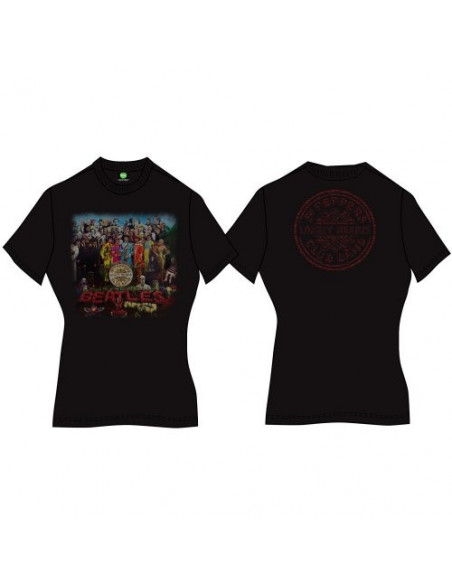 Beatles (The): Sgt Pepper Black (T-Shirt Donna Tg. L)