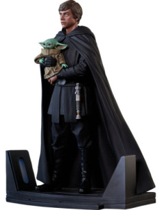 Star Wars Premier Mandalorian Luke and Grogu Statue