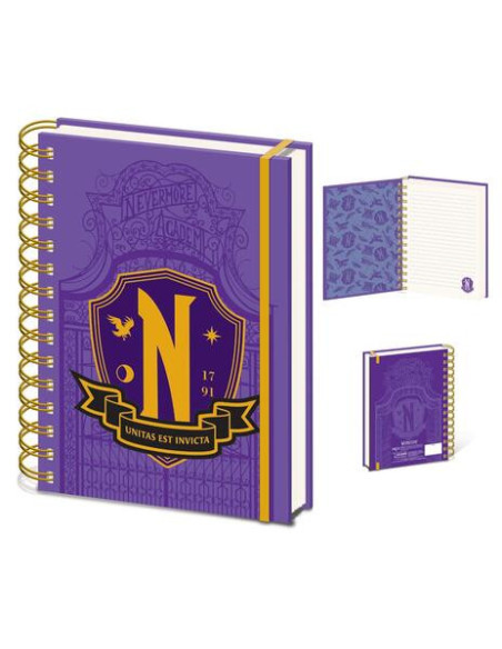 Wednesday: Pyramid - Nevermore Shield (A5 Wiro Notebook / Quaderno)