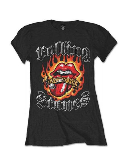 Rolling Stones (The): Flaming Tattoo Tongue (T-Shirt Donna Tg. L)