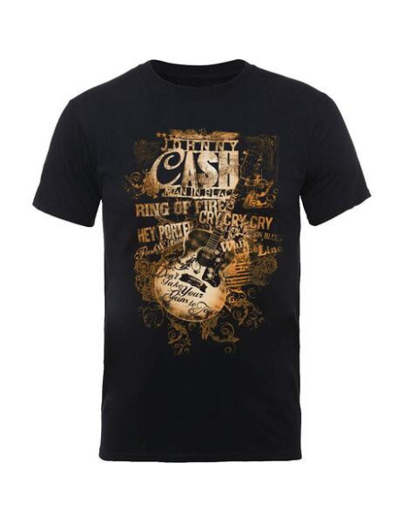 Johnny Cash: Guitar Song Titles (T-Shirt Unisex Tg. XL)