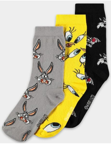 Looney Tunes: Crew Socks Black (Calzini Tg. 35/38) (3Pack)