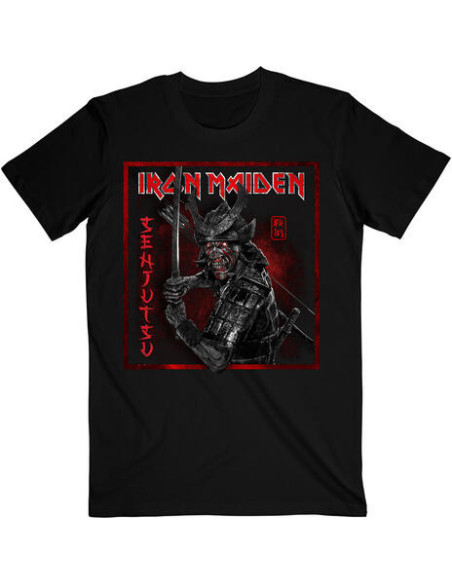 Iron Maiden - Iron Maiden Unisex T-Shirt: Senjutsu Cover Distressed Red (Large)