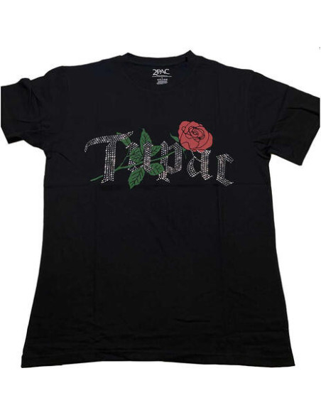 Tupac: Rose Logo (Diamante) (T-Shirt Unisex Tg. L)