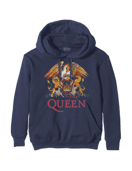 Queen: Classic Crest Blue (Felpa Con Cappuccio Unisex Tg. S)