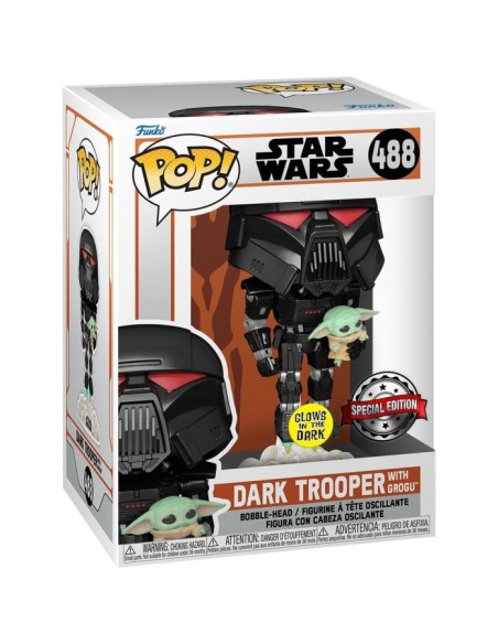 Star Wars: Funko Pop! - The Mandalorian - Dark Trooper With Grogu (Glow) (Ltd) (Vinyl Figure 488)