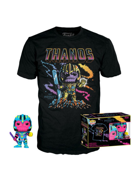 Funko Pop! and Tee (Adult): Marvel - Thanos (Blacklight) Vinyl Figure and T-Shirt (L)