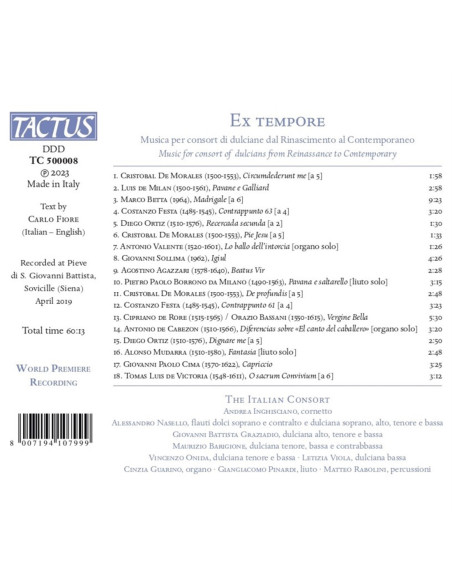 Italian Consort, The - Ex Tempore - Musica Per Consort Di Dulci - (CD)