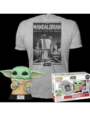 Star Wars: Funko Pop! Mini Pop! and Tee - The Mandalorian - Grogu With Cookie Tg. M)