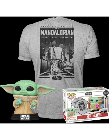 Star Wars: Funko Mini Pop! and Tee - The Mandalorian - Grogu With Cookie Tg. M)