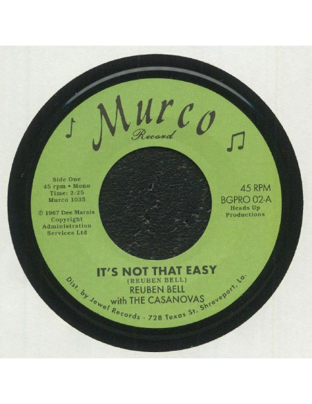 Reuben Bell With The Ca - It S Not That Easy/Hummin A Sad Song