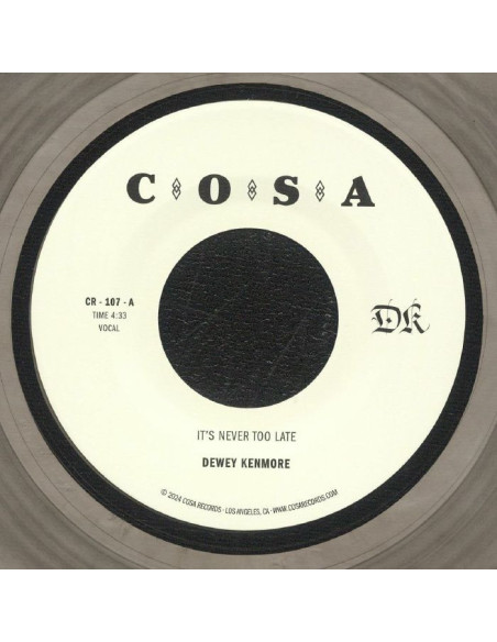 Dewey Kenmore - It'S Never Too Late Clear With Black Swirl 7p Vinyl