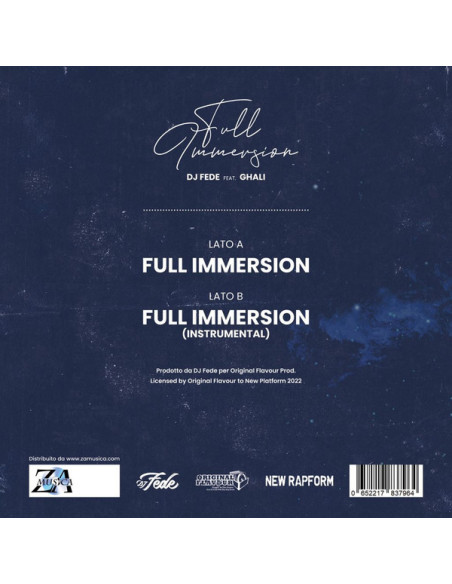 Dj Fede Feat. Ghali - Full Immersion - 250 Copie 7p Colorato Numerato Ltd.Ed.